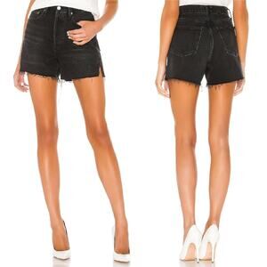 AGOLDE Dee Frayed Hem High Rise Denim Shorts Women’s Size 27 Exhibit Black